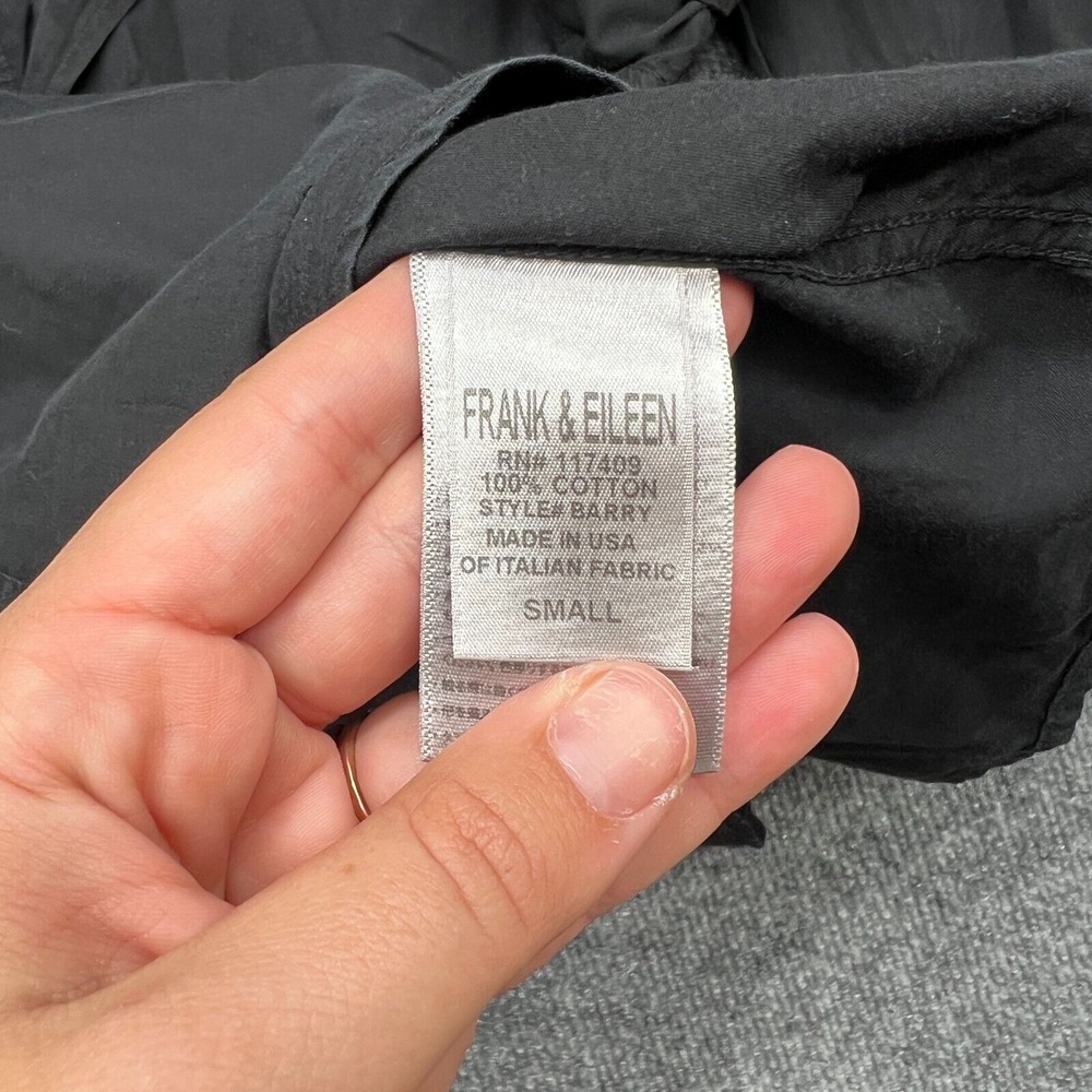 Frank & Eileen Barry Classic Relaxed Woven Button Up Shirt Black Small - Picture 6 of 9